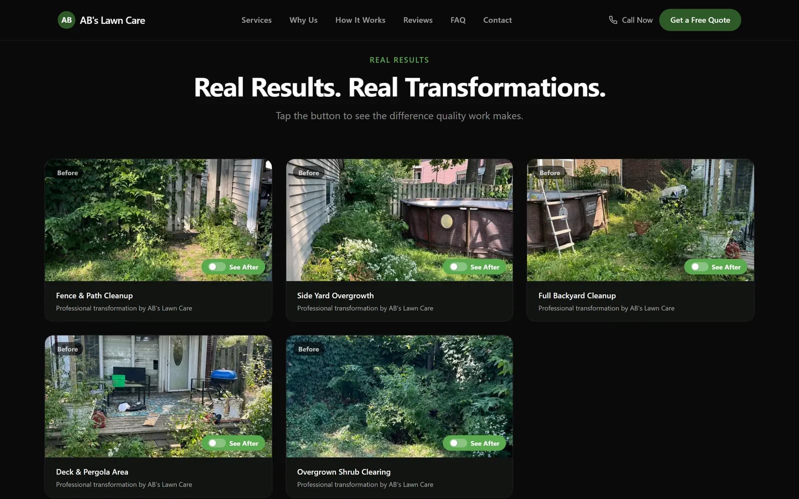 AB's Lawn Care: Before-and-after photos of real yards