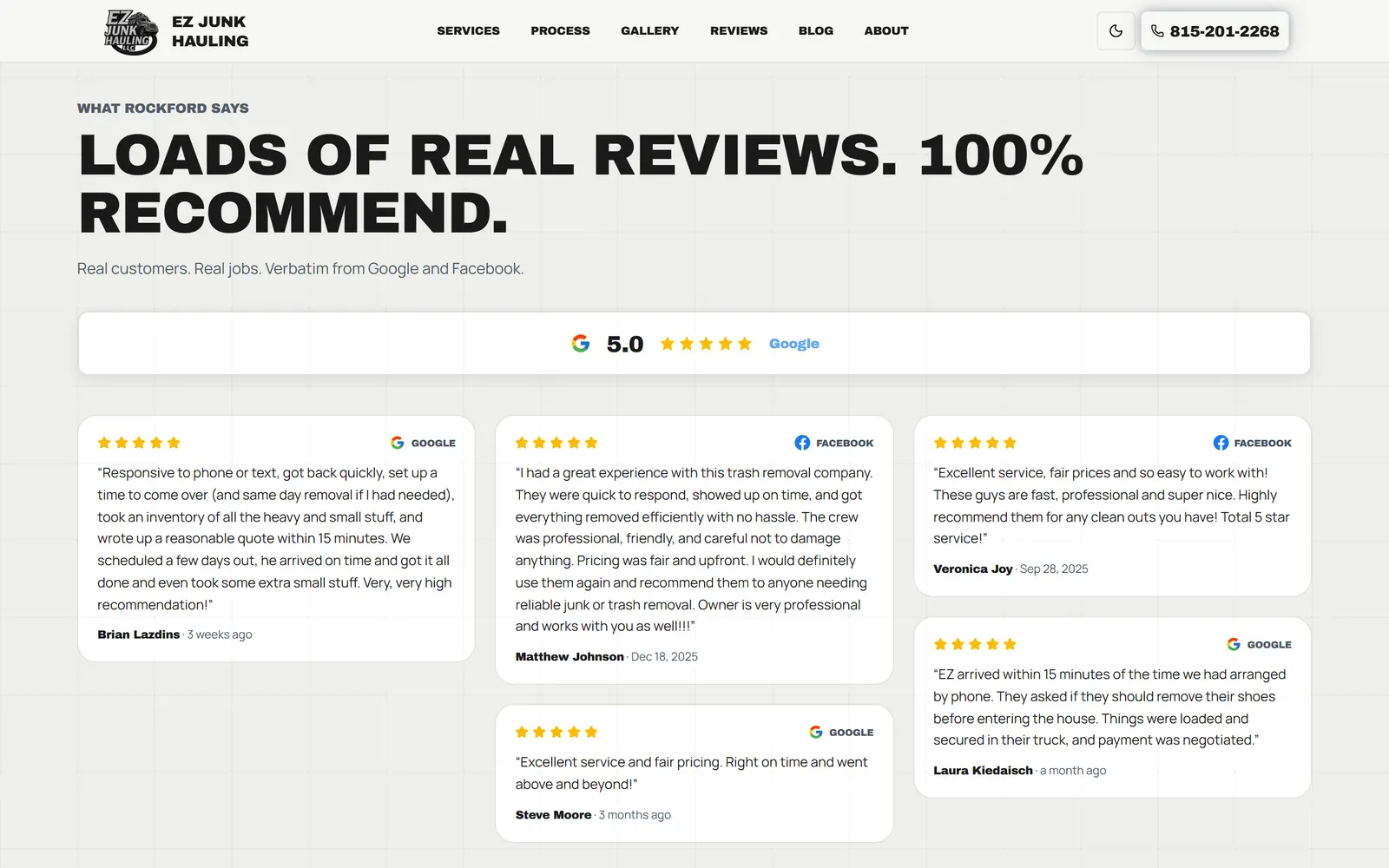 EZ Junk Hauling LLC: Real reviews from Google and Facebook