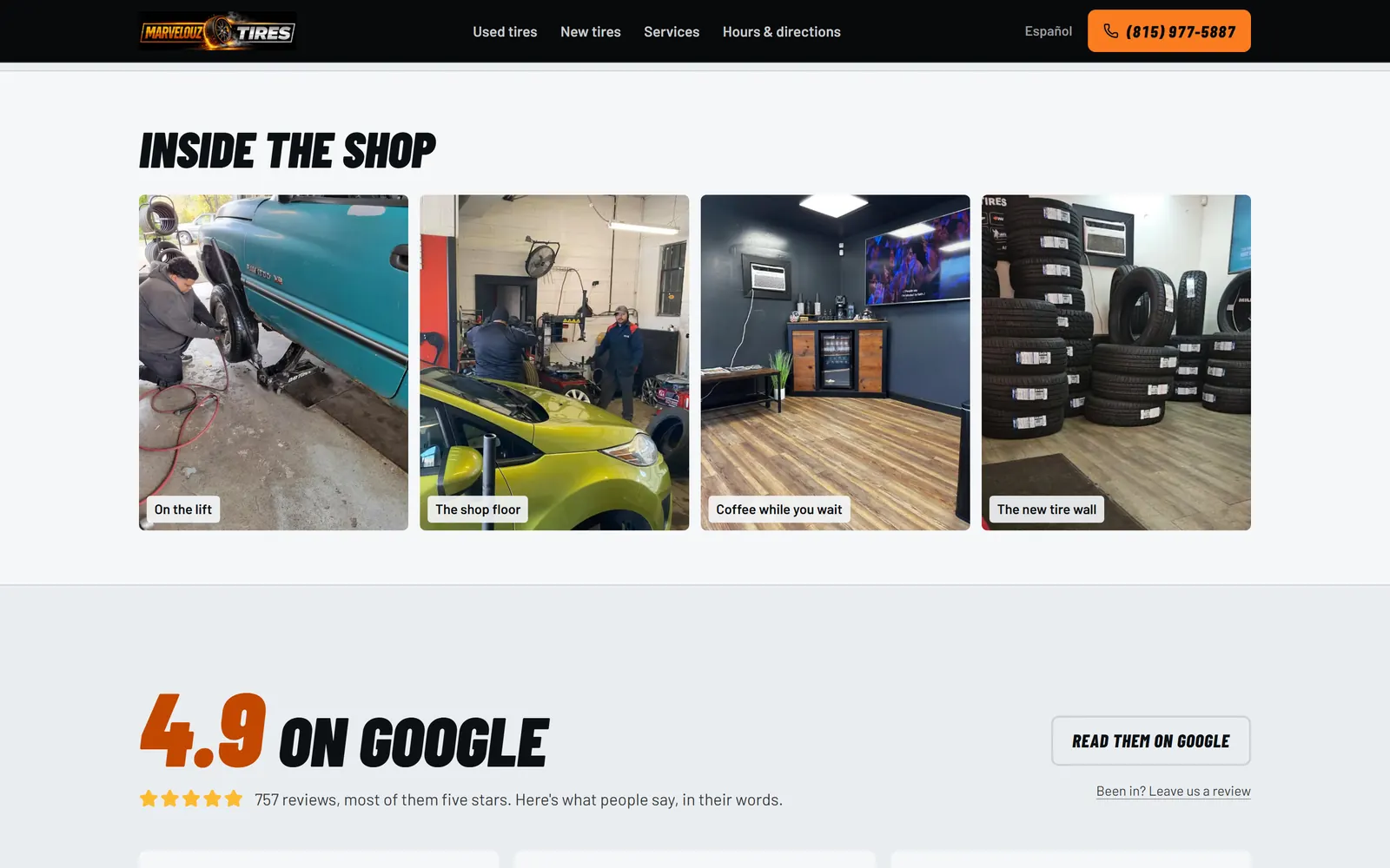 Marvelouz Tires: Real photos from inside the shop
