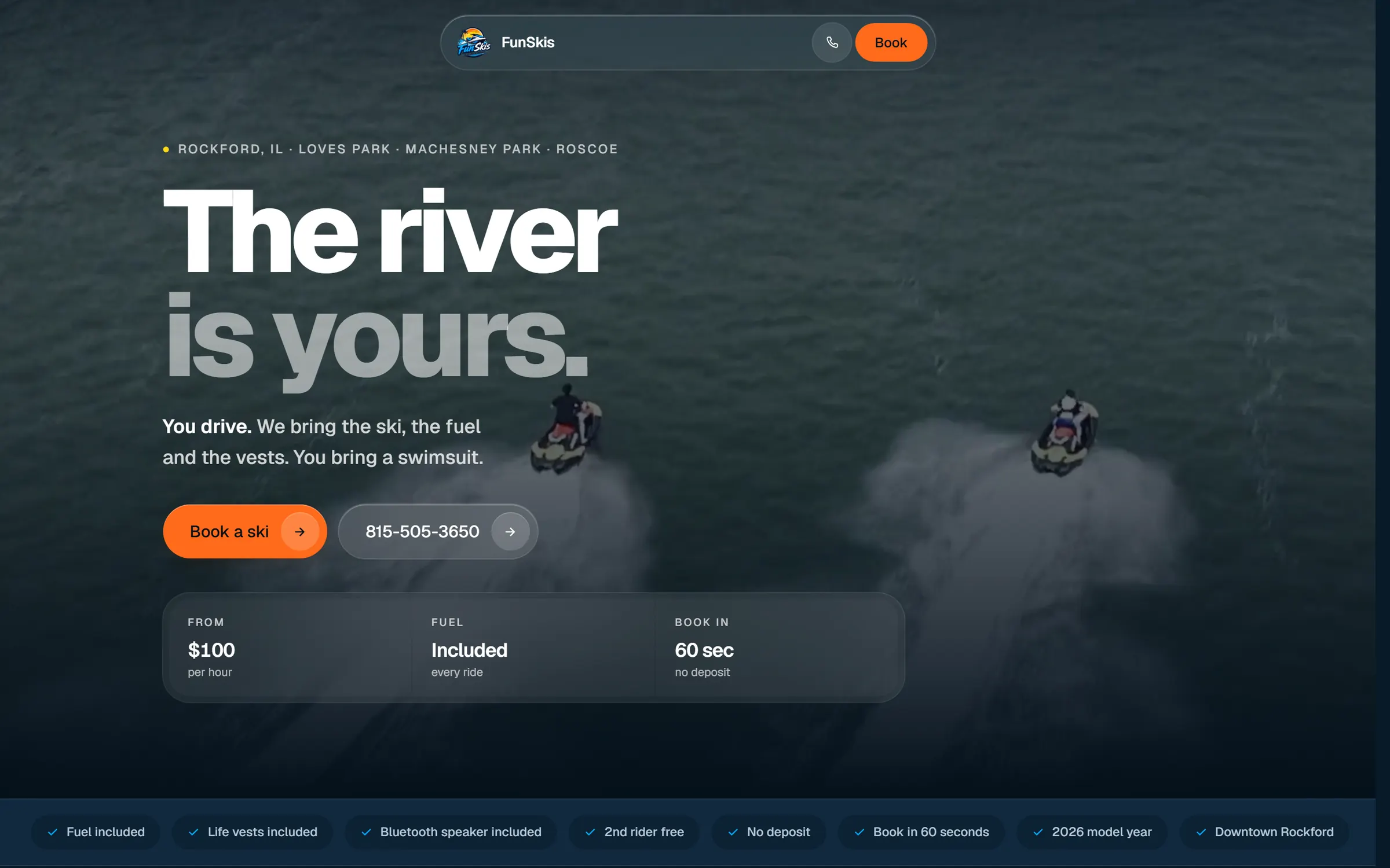 The FunSkis website in a desktop browser