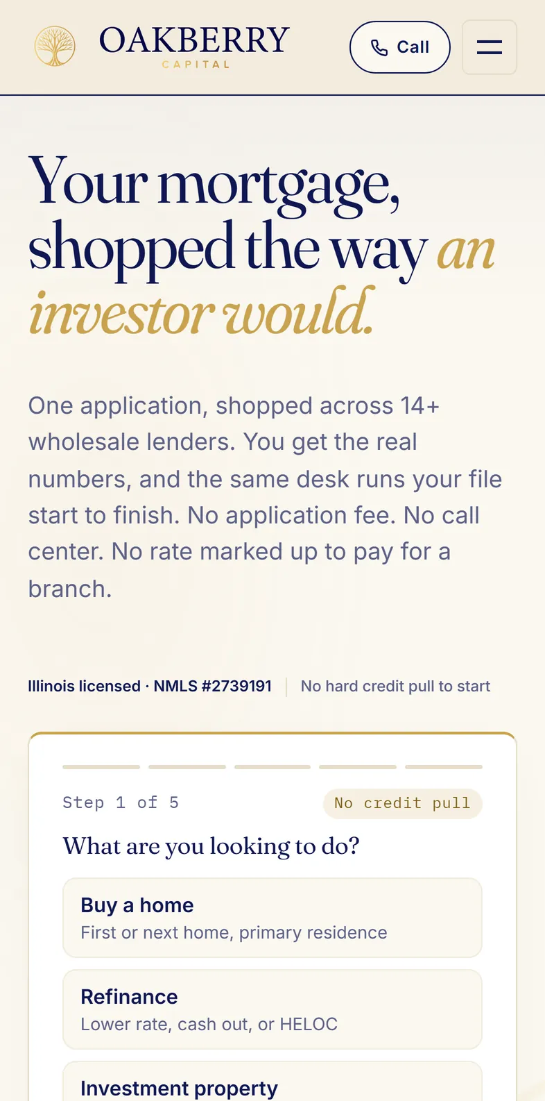 The Oakberry Capital website in Safari on a phone