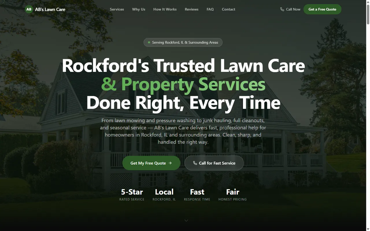 AB's Lawn Care website