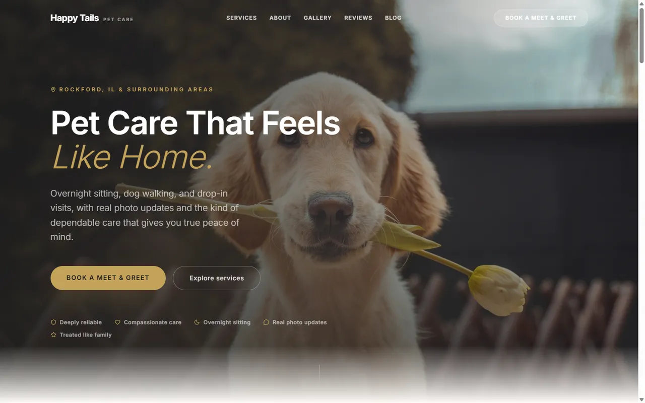 Happy Tails Pet Care website