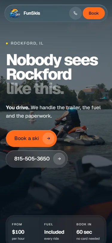 FunSkis website on a phone