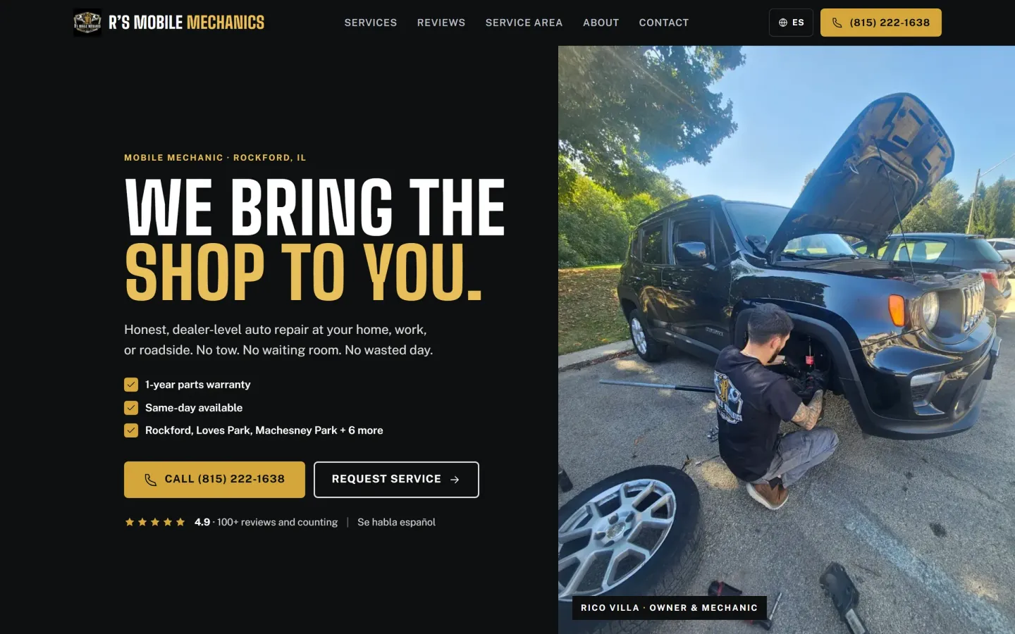 R's Mobile Mechanics website, built by N5 Studio